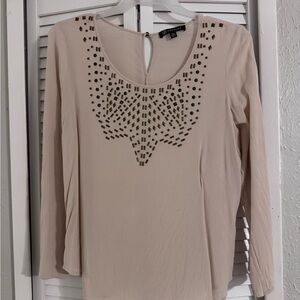 Elegant Beige Long Sleeve Top